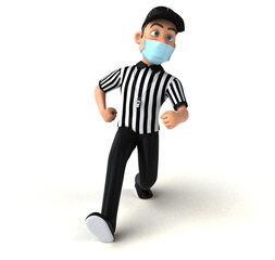 Fun 3D Illustration of an american Referee with a mask
