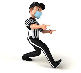 Fototapeta na wymiar Fun 3D Illustration of an american Referee with a mask