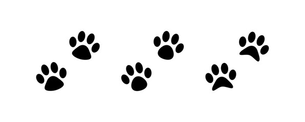 Fototapeta na wymiar Animals footprints, paw prints. Set of different animals and birds footprints and traces.