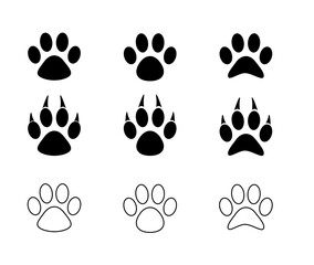 Fototapeta na wymiar Different animal paw print vector illustrations