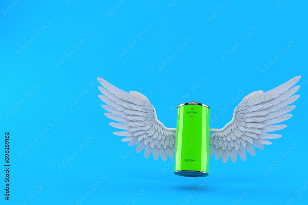 Wall mural battery with angel wings