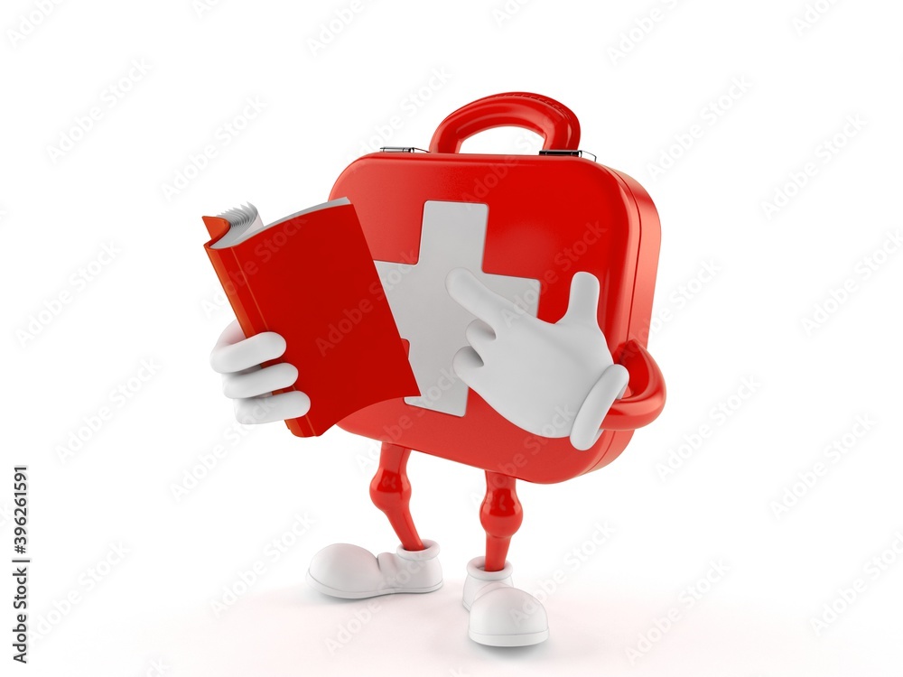 Canvas Prints first aid kit character reading a book