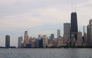 Obraz premium Chicago view downtown from water of Michigan lake