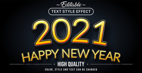 Happy New Year 2021 with Gold Text Effect Color - Editable text effect.