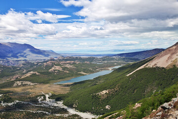 Fototapeta na wymiar The panorama view close Fitz Roy, El Chalten, Patagonia, Argentina