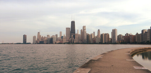 A panoramic view of the Skyline of the city of Chicago, Illinois.