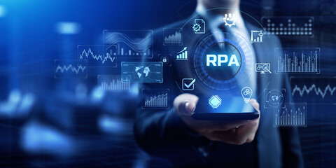 RPA Robotic process automation innovation business technology concept.