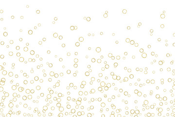 Golden air Bubbles, oxygen, champagne crystal clear isolated on white background modern design. Vector illustration of EPS 10.