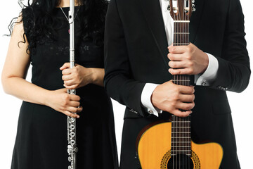 A classic guitar and flute duet concept. © Roman