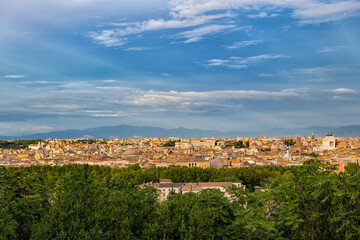 Fototapeta na wymiar City Of Rome At Sunset From Janiculum Hill, Italy