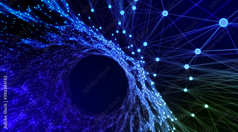 Sticker abstract background imitating tunnel of points and lines