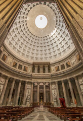 Obraz premium Naples, Italy - one of the main churches in Napoli, San Francesco di Paola was completed in 1816 under Bourbons rule. Here in particular it's interiors