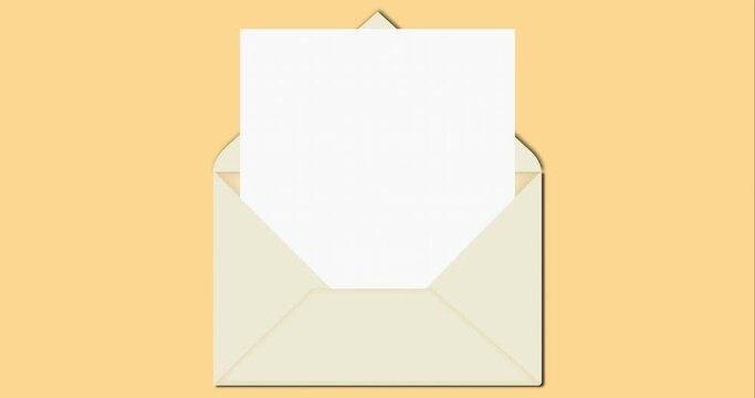 Animation of the opening envelope with white paper/ sheet inside.