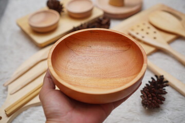 wooden cutlery on the table