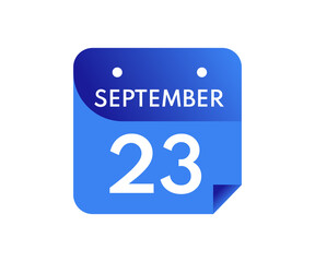 September 23 Date on a Single Day Calendar in Flat Style, 23 September calendar icon