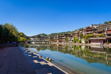 Obraz premium Beautiful landscape of Hunan Xiangxi Fenghuang Ancient City