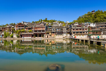 Fototapeta na wymiar Beautiful landscape of Hunan Xiangxi Fenghuang Ancient City