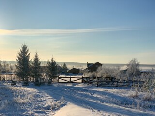 winter landscape with a house