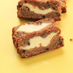 Sliced Cream Cheese Cheesecake Filled Banana Bread