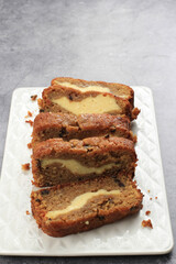 Sliced Cream Cheese Cheesecake Filled Banana Bread
