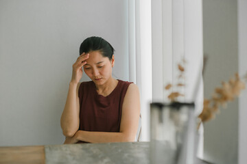sad serious illness woman.depressed emotion panic attacks alone sick people fear stressful...