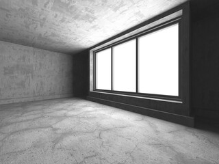 Dark Concrete Wall Architecture. Empty Room