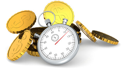 Stopwatch with stack of gold coin