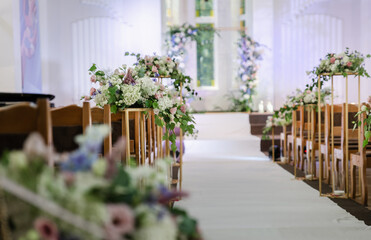 wedding decorations. wedding.wedding wedding ceremony in church.beautiful wedding arch.live flowers.church cross. church for wedding ceremony