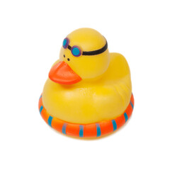 Rubber yellow duck isolated on white background