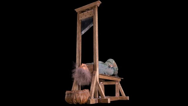 The guillotine cuts off the head of the criminal. Previously, such an execution was considered humane. The video shows a mockup that shows how the device works
