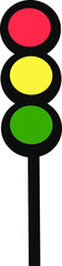 traffic light on legs with different lights, road sign, vector illustration, isolate on a white background
