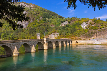 Fototapeta premium Old Bridge on Drina river in Visegrad - Bosnia and Herzegovina