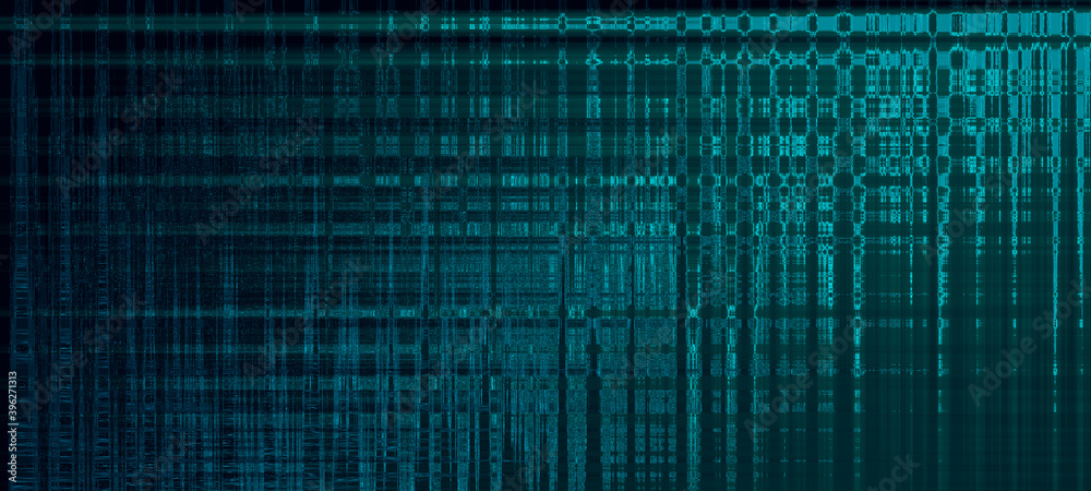 Aufkleber Abstract surface. Colored pattern on blue and green background 3d rendering.