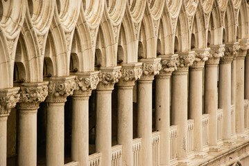 Detailed view of a facade on the market square in Venice, Italy, Europe. High quality photo