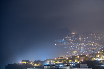 A misty night view on Cabo Girao, Madeira