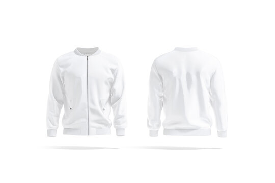 Blank White Bomber Jacket Mockup, Front And Back View