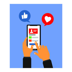 hand squeeze the smartphone and a few icons on it