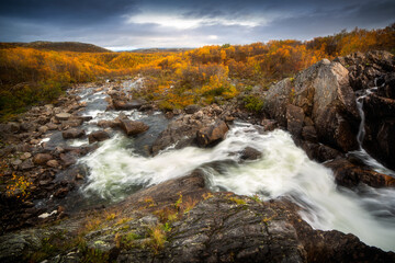 Waterfall in tundra region - 396273970