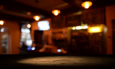 dark brown top of bar and free space for your glass