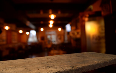 dark brown top of bar and free space for your glass