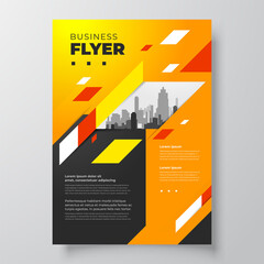 Flyer brochure design template vector geometric abstract theme orange color