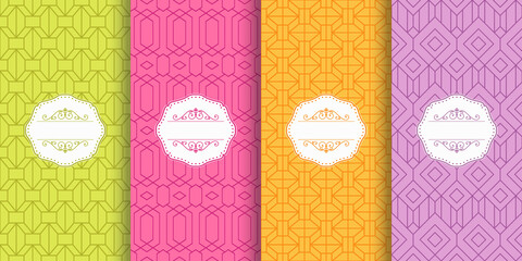 Set of Cute bright seamless patterns. Vector illustration bright design. Abstract seamless geometric pattern on vibrant background. - 396277159