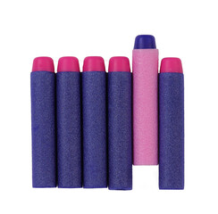 Concept stand out, odd one out. Series of sponge bullets  darts