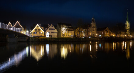 Beautiful illuminations Rottenburg at the Neckar river
