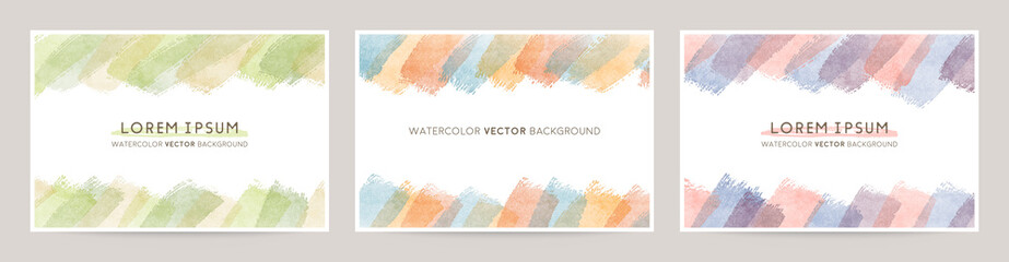vector card design with mixed lines watercolor abstract brush decoration set