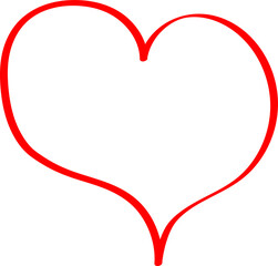 Red heart - doodle style outline for romantic valentines day greeting card. Vector graphic for web design, beautiful icon for cover.