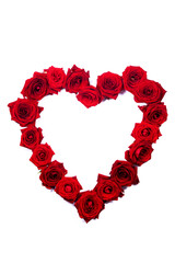 Red roses in heart shape