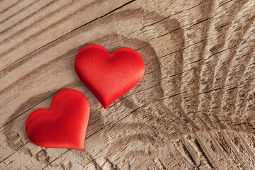 Valentines day hearts on wood