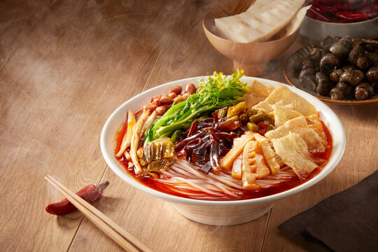 Delicious Chinese Guangxi Liuzhou cuisine, snail rice noodles
