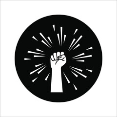 Black hand raised in a clenched fist. Freedom sign and protest symbol